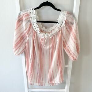 Max Studio | Women's Pink & Cream Blouse | Size Medium | 0634